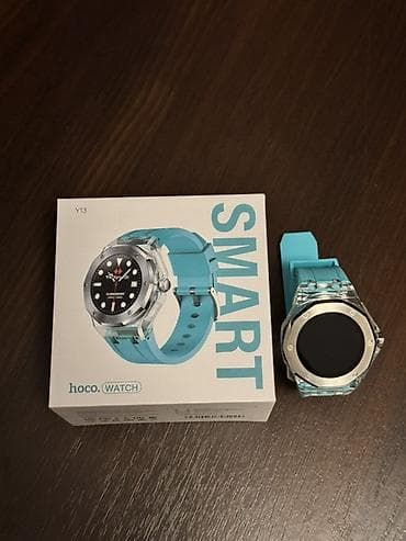 Смарт-часы HOCO Watch Y13 в ярком бирюзовом цвете. Модель с круглым at lalafo.kg Смарт-часы HOCO Watch Y13 в ярком бирюзовом цвете. Модель с круглым
