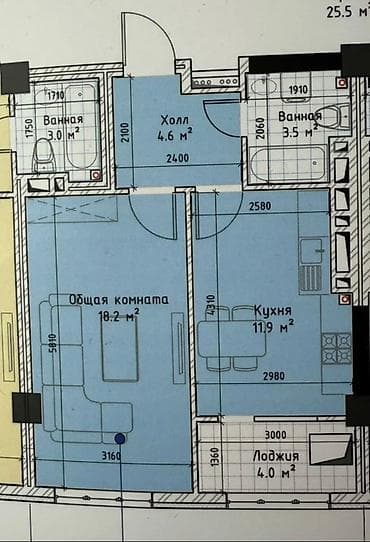 1 комната, 43 м², Элитка, 3 этаж, Готовая ПСО (под самоотделку) at lalafo.kg 1 комната, 43 м², Элитка, 3 этаж, Готовая ПСО (под самоотделку)