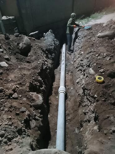 Канализационные работы под ключ - Прокладка наружной канализации at lalafo.kg Канализационные работы под ключ - Прокладка наружной канализации