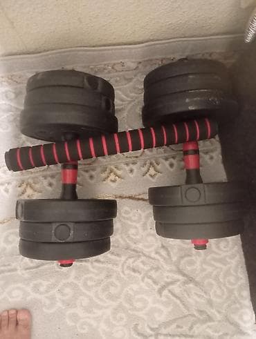 Разборные гантели с соединительной гриф-станиной (комплект 2-в-1 at lalafo.kg Разборные гантели с соединительной гриф-станиной (комплект 2-в-1