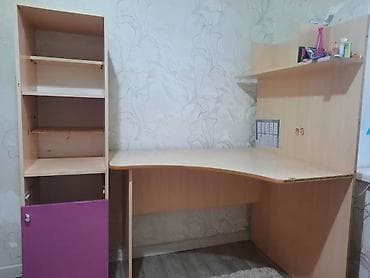 Детский мебельный комплект: угловой письменный стол + стеллаж + at lalafo.kg Детский мебельный комплект: угловой письменный стол + стеллаж +