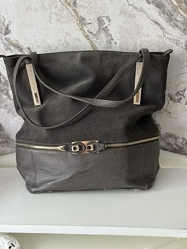 Сумка-шоппер/тоут темно-серого цвета - Материал: комбинированный — at lalafo.kg Сумка-шоппер/тоут темно-серого цвета - Материал: комбинированный —