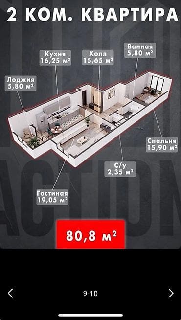 2 комнаты, 81 м², Элитка, 9 этаж, Готовая ПСО (под самоотделку) at lalafo.kg 2 комнаты, 81 м², Элитка, 9 этаж, Готовая ПСО (под самоотделку)