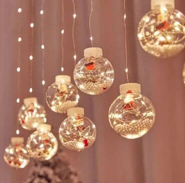 Продаю новогоднюю герлянду, шары с шишками и дедом морозом, 8 режимов at lalafo.kg Продаю новогоднюю герлянду, шары с шишками и дедом морозом, 8 режимов