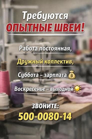 Вакансия: требуются опытные швеи - Постоянная работа - Дружный at lalafo.kg Вакансия: требуются опытные швеи - Постоянная работа - Дружный