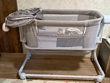 Детская приставная кроватка, Б/у, С колесиками, цвет - Серый at lalafo.kg Детская приставная кроватка, Б/у, С колесиками, цвет - Серый
