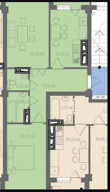 2 комнаты, 64 м², Элитка, 6 этаж, Готовая ПСО (под самоотделку) at lalafo.kg 2 комнаты, 64 м², Элитка, 6 этаж, Готовая ПСО (под самоотделку)