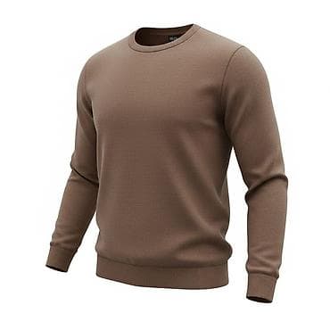 Мужской свитер с круглым вырезом, цвет — тёплый коричневый и серый at lalafo.kg Мужской свитер с круглым вырезом, цвет — тёплый коричневый и серый