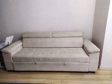 Прямой диван-трансформер бежевого цвета - Современный дизайн: прямые at lalafo.kg Прямой диван-трансформер бежевого цвета - Современный дизайн: прямые