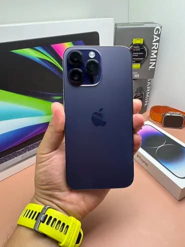 IPhone 14 Pro, Б/у, 256 ГБ, Deep Purple, Наушники, Зарядное устройство, Защитное стекло, В рассрочку, 100 %